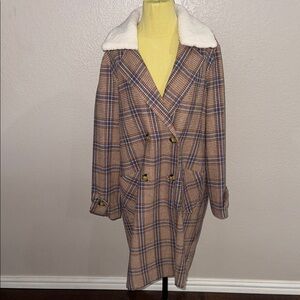 Gilli Plaid Jacket with Removable White Fleece Collar - NWT - MSRP $72